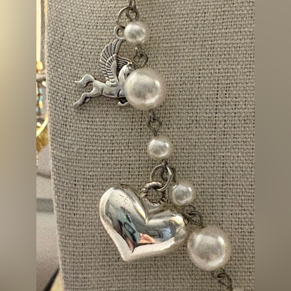 Upcycled Handmade Pearl Charm Necklace - Picture 7 of 7